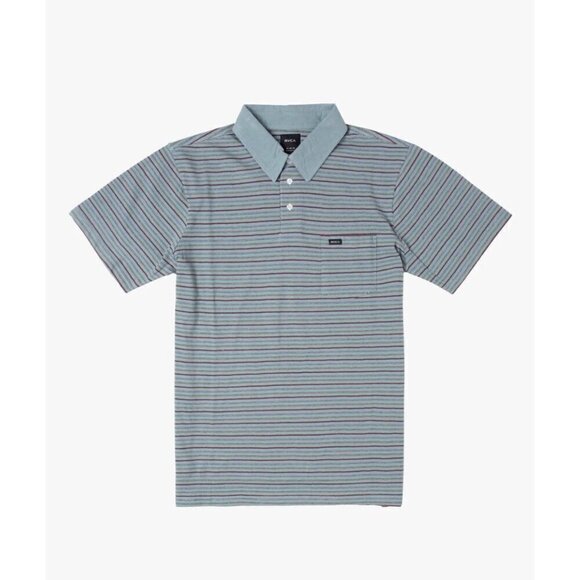 NWT RVCA Cassady Striped Polo Button Short Sleeve Shirt Regular Fit New Medium - Picture 2 of 8